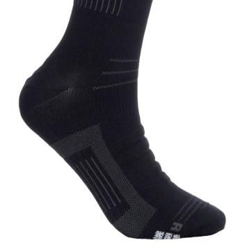 A pair of black Rukka unisex compression socks designed for outdoor activities, featuring a visible brand logo.